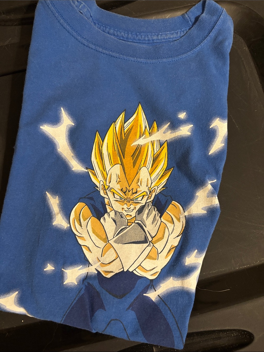 Champion Blue Graphic Tee with Yellow Anime Print